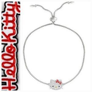 Hello Kitty Sanrio Adjustable CZ Sterling Silver Bracelet